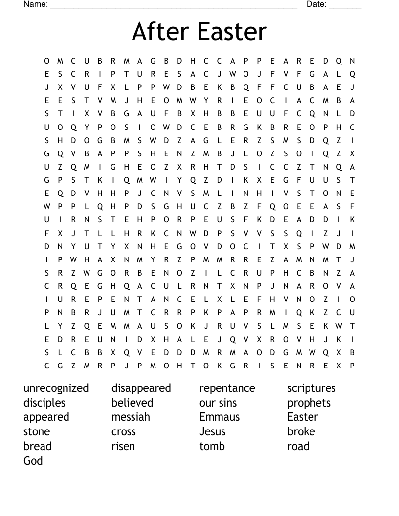 After Easter Word Search