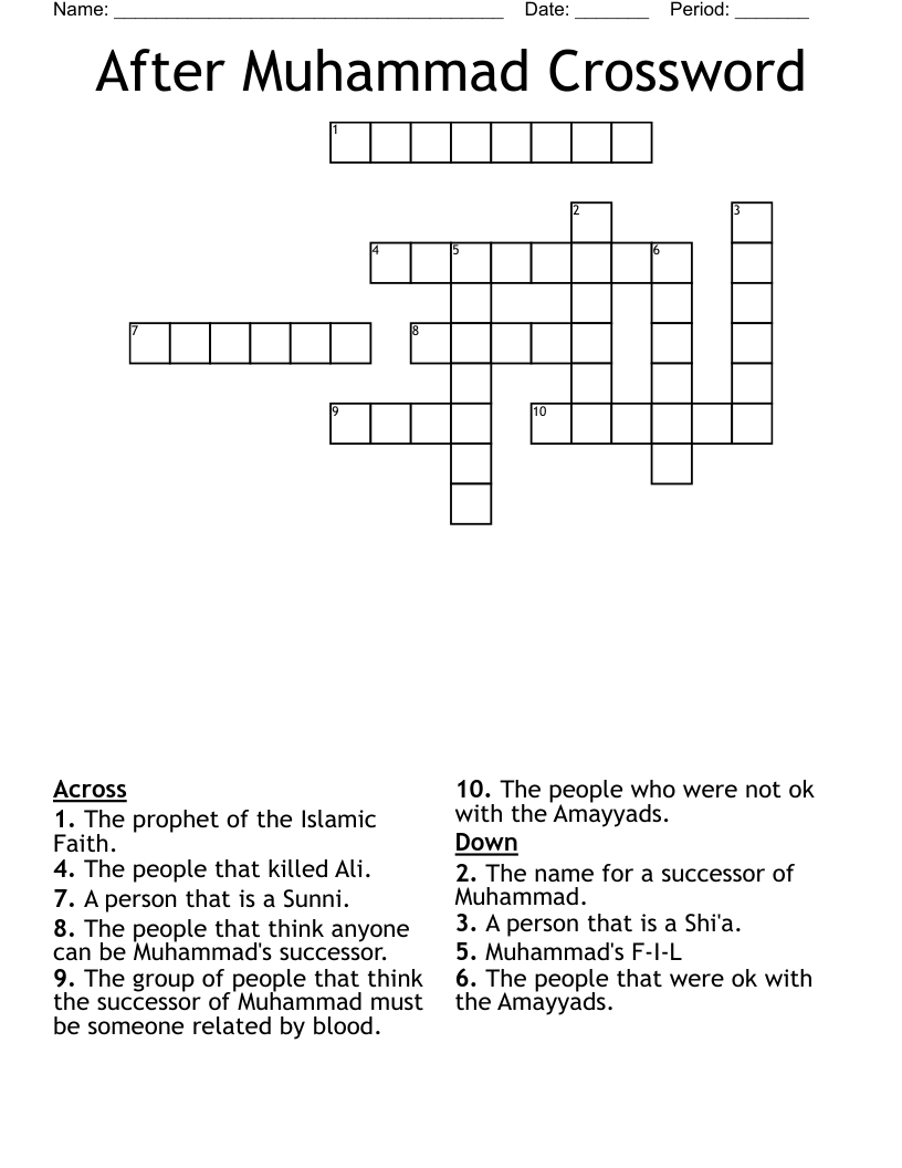 After Muhammad Crossword