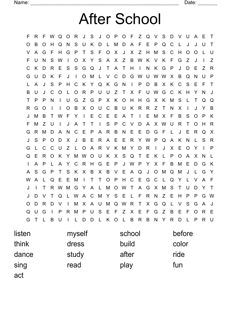 After School Word Search