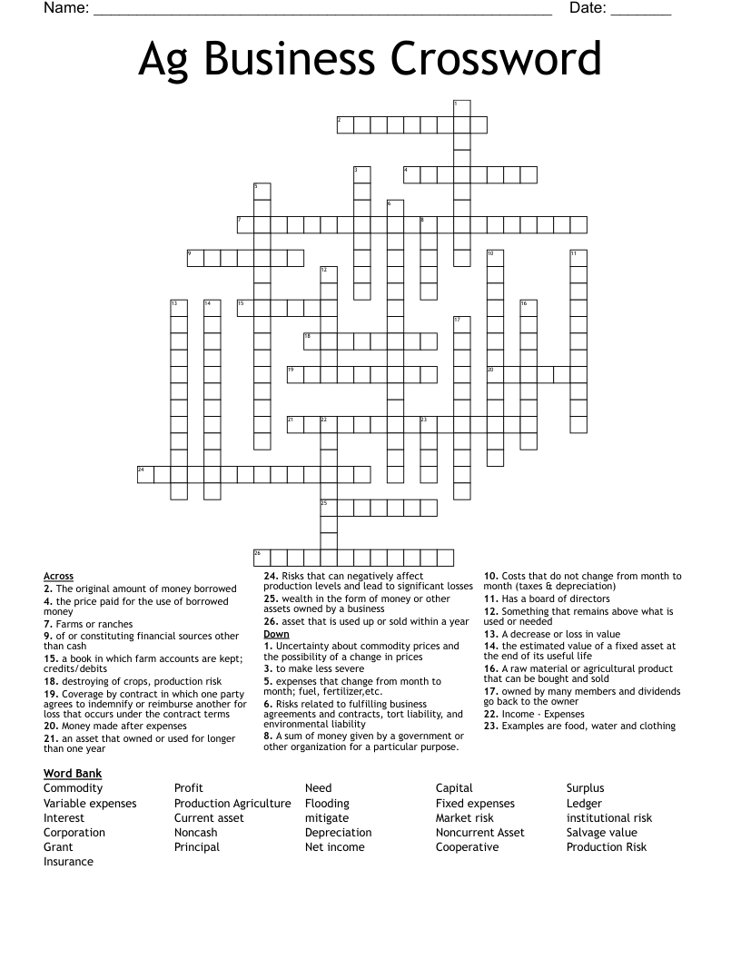 Ag Business Crossword