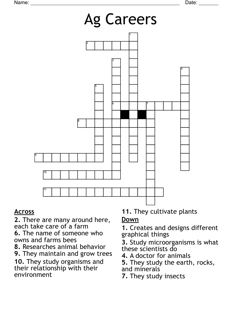Ag Careers Crossword