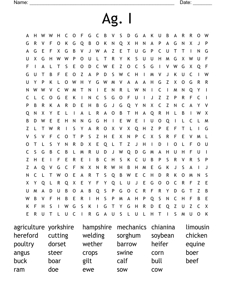 Ag. I  Word Search