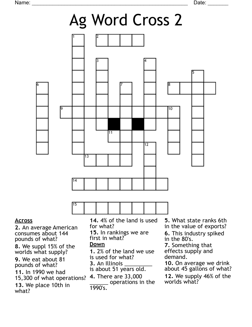 Ag Word Cross 2 Crossword