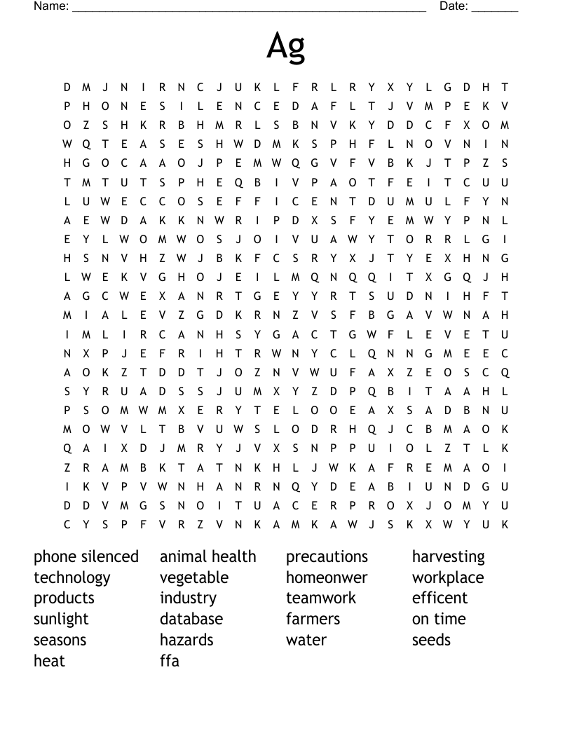 Ag  Word Search