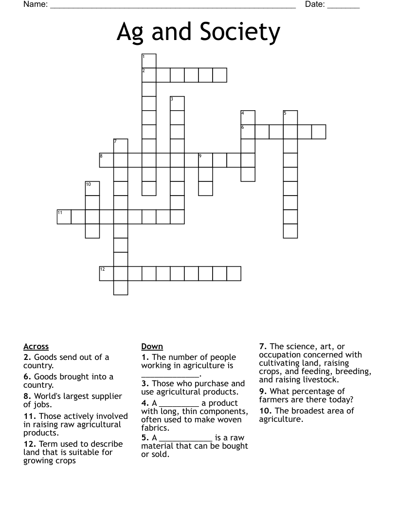 Ag and Society Crossword