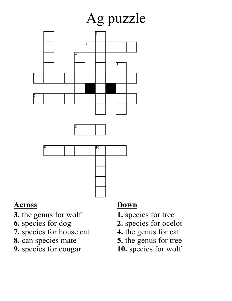 Ag puzzle Crossword