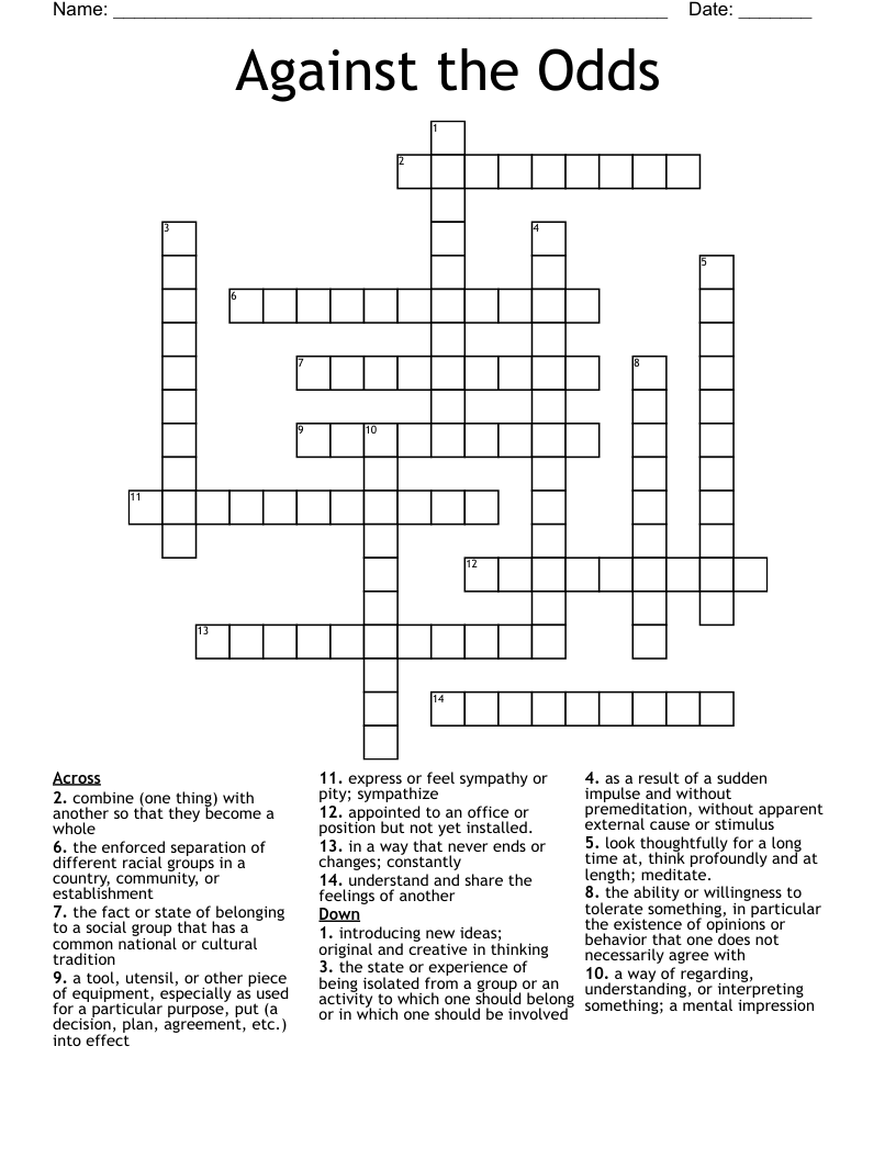 Against the Odds Crossword