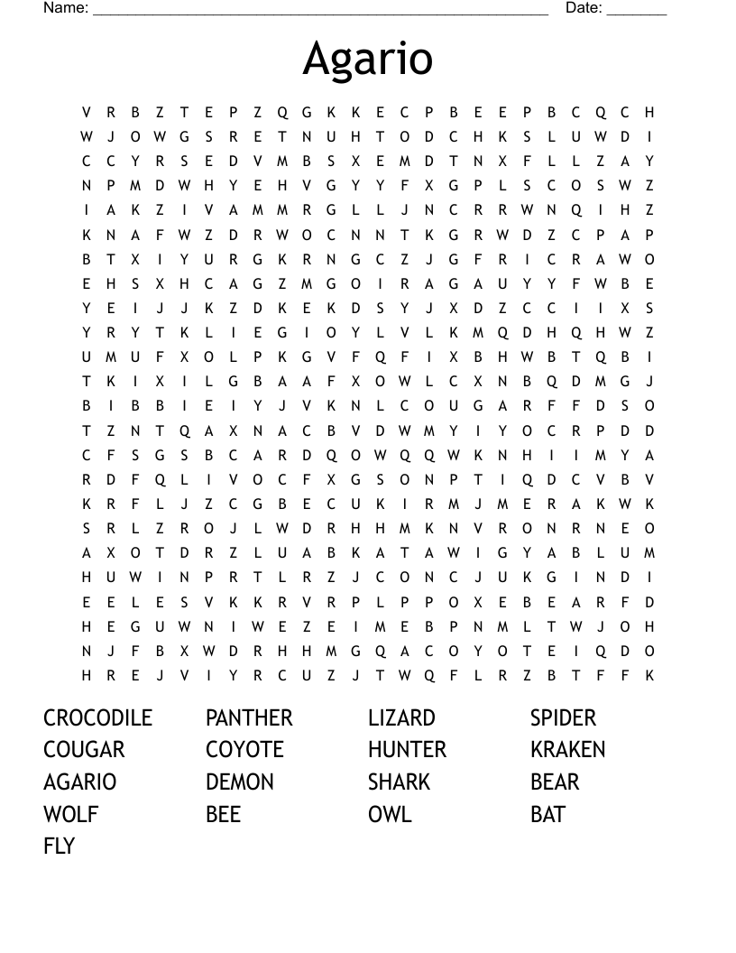 Agario Word Search