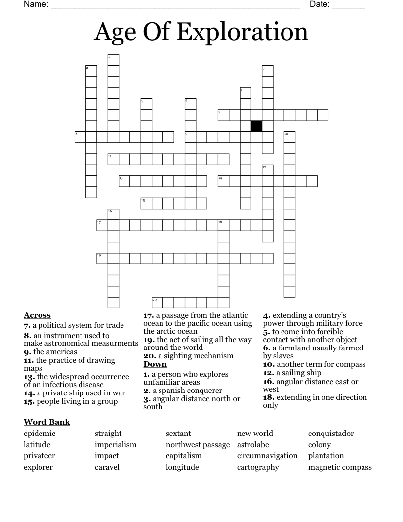 Age Of Exploration Crossword