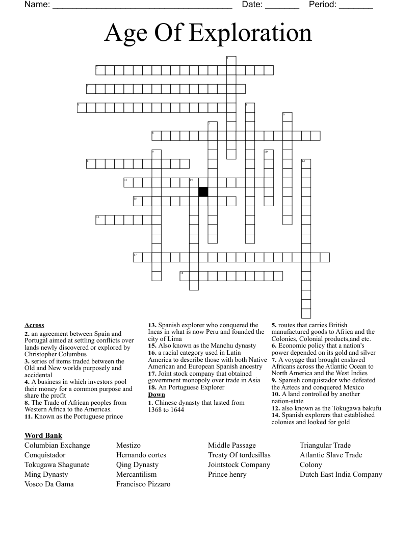 Age Of Exploration Crossword