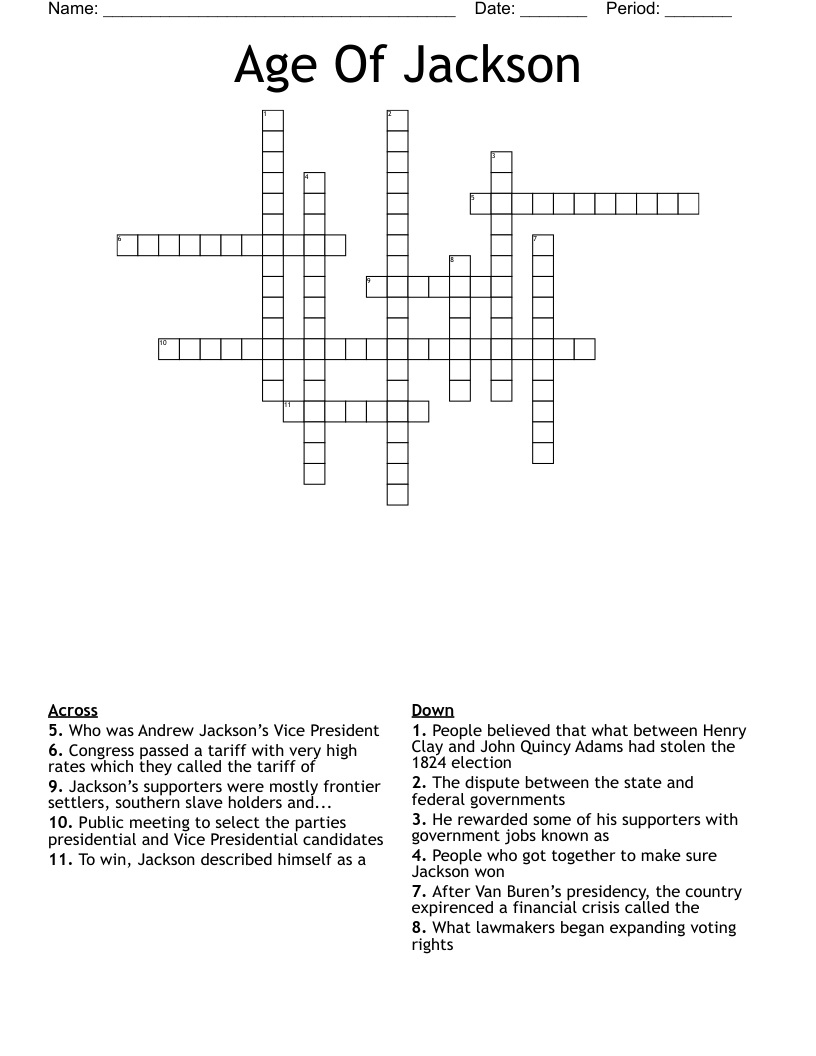 Age Of Jackson Crossword