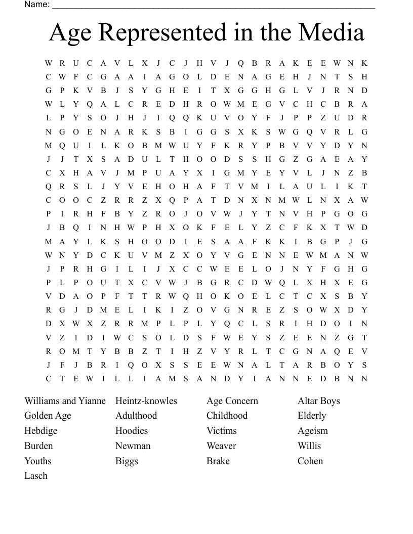 Age Represented in the Media Word Search