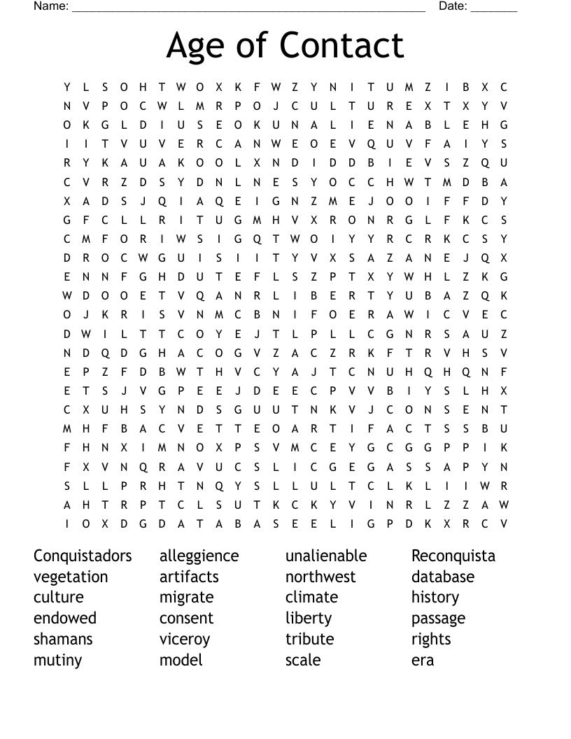 Age of Contact  Word Search