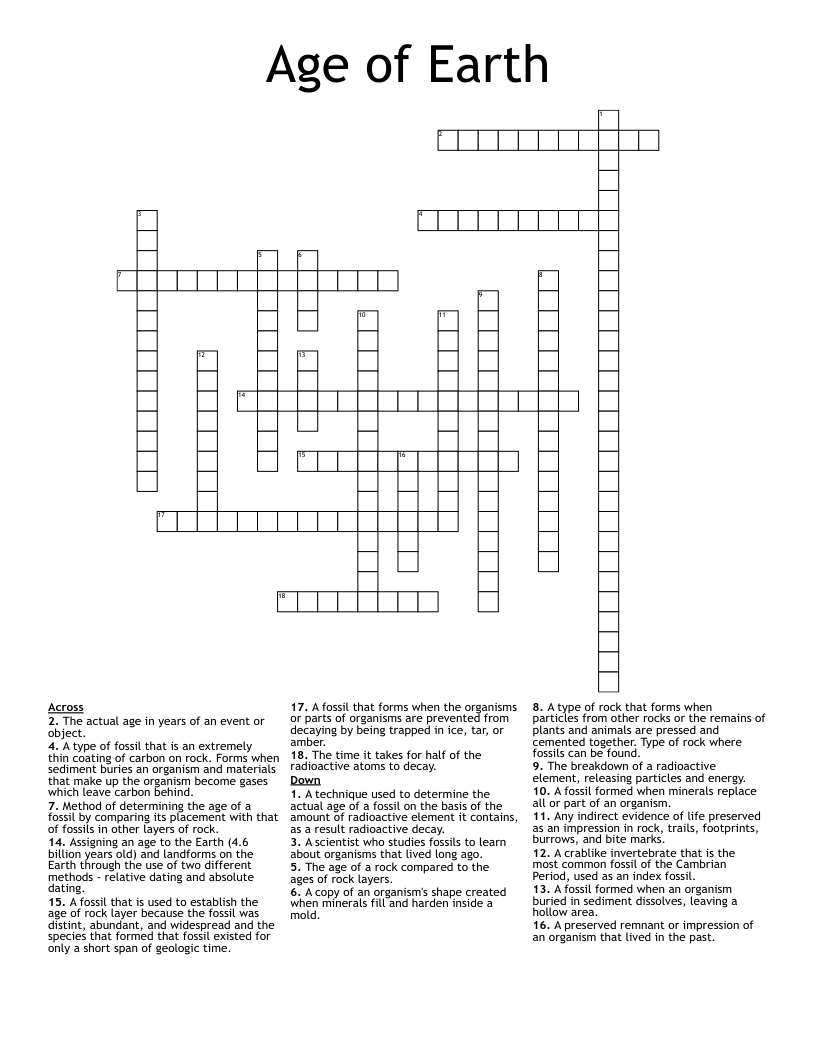 Age of Earth Crossword