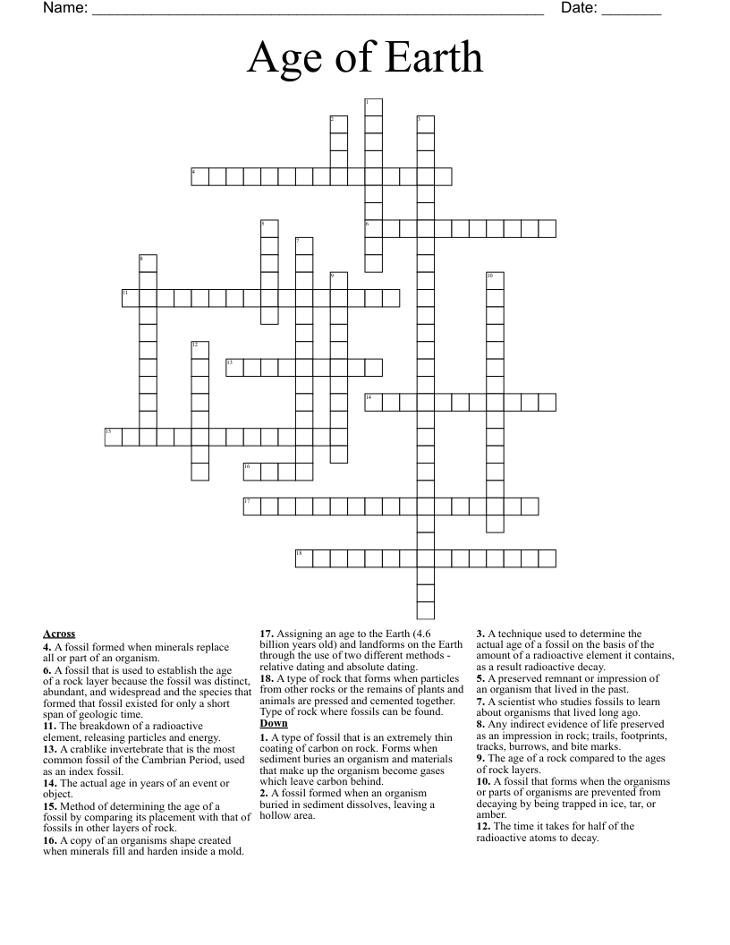 Age of Earth Crossword