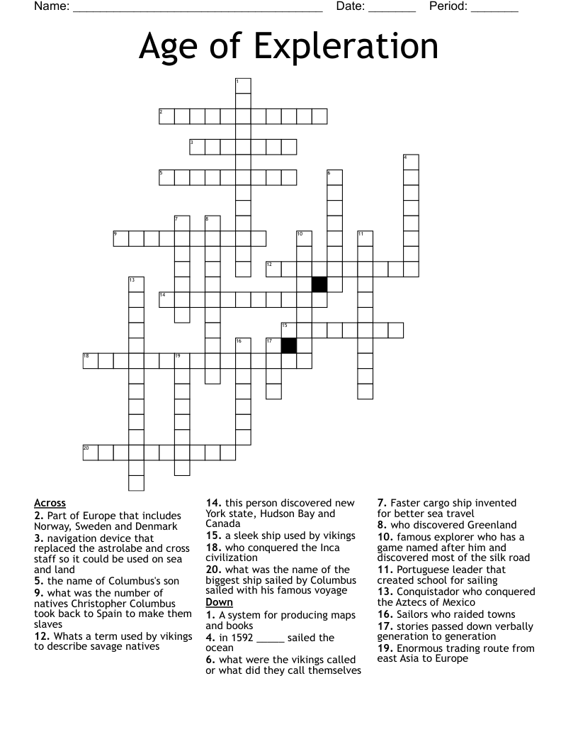 Age of Expleration Crossword