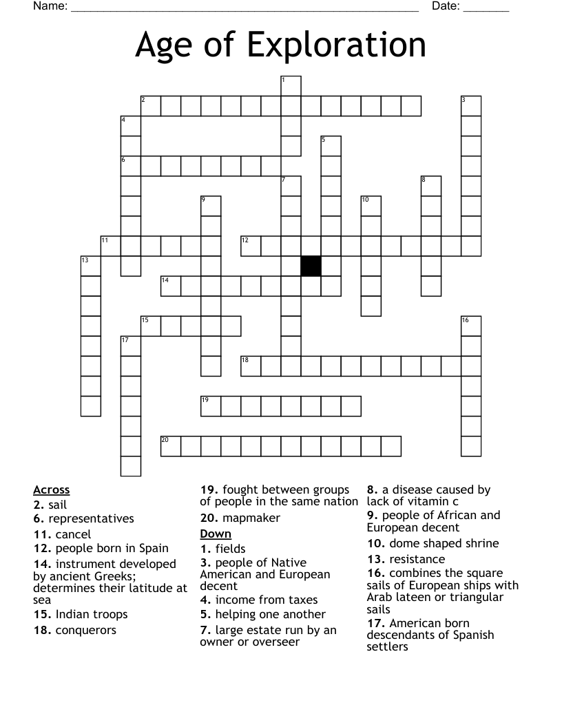 Age of Exploration Crossword