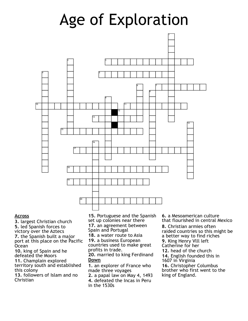 Age of Exploration Crossword