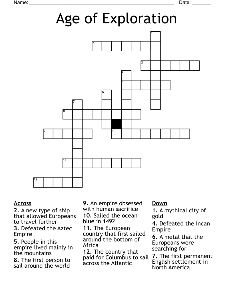 Age of Exploration Crossword