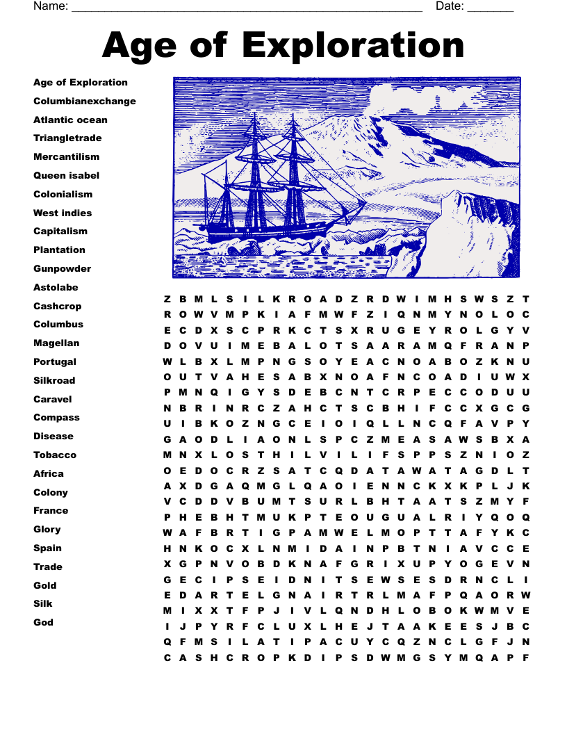 Age of Exploration Word Search