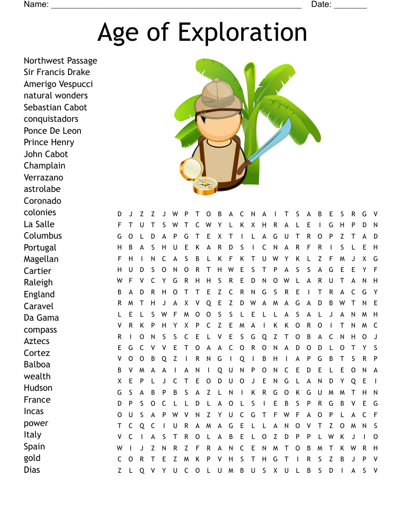 Age of Exploration Word Search