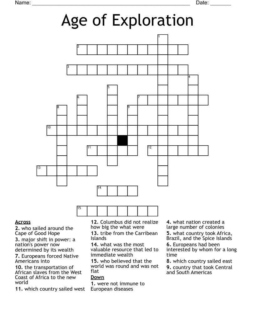 Age of Exploration Crossword