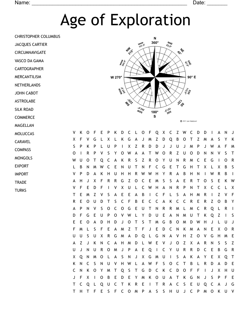Age of Exploration Word Search