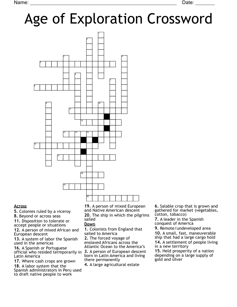 Age of Exploration Crossword