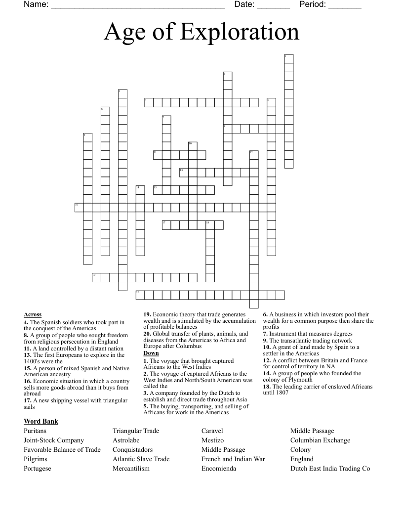Age of Exploration  Crossword