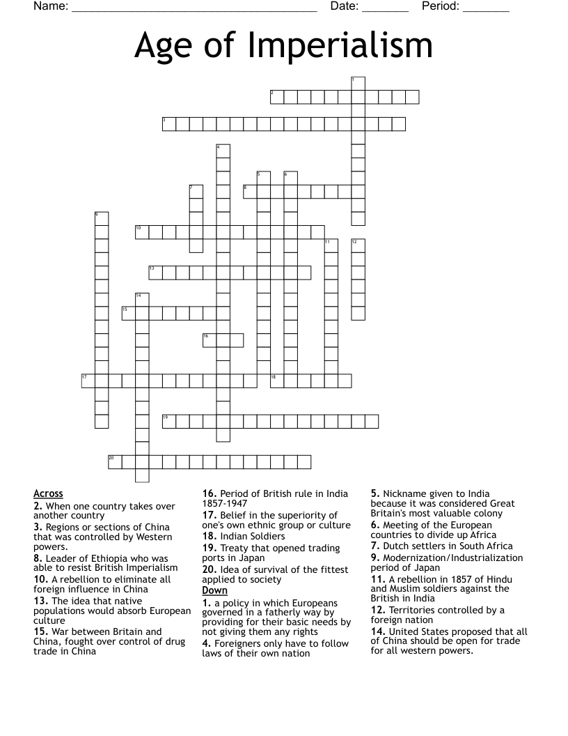 Age of Imperialism Crossword