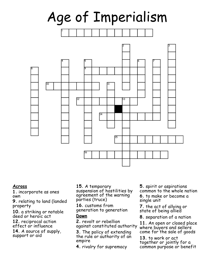 Age of Imperialism Crossword