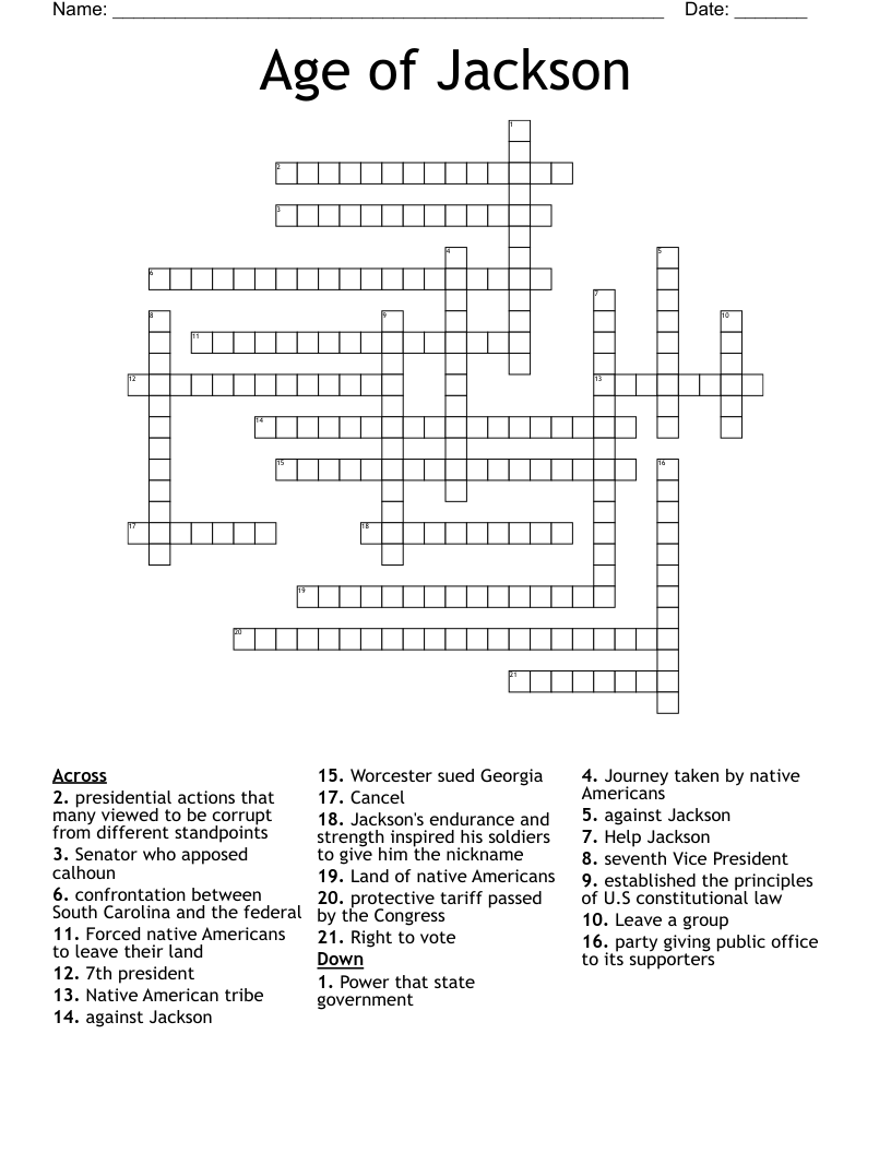 Age of Jackson Crossword