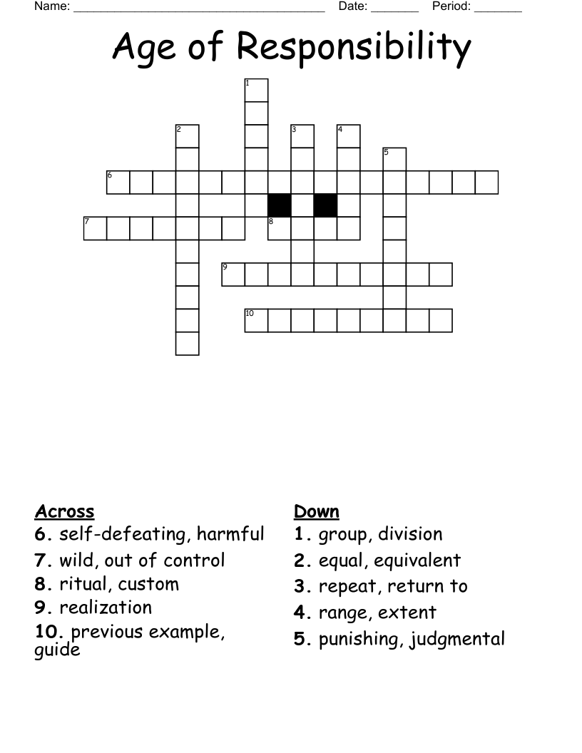 Age of Responsibility Crossword