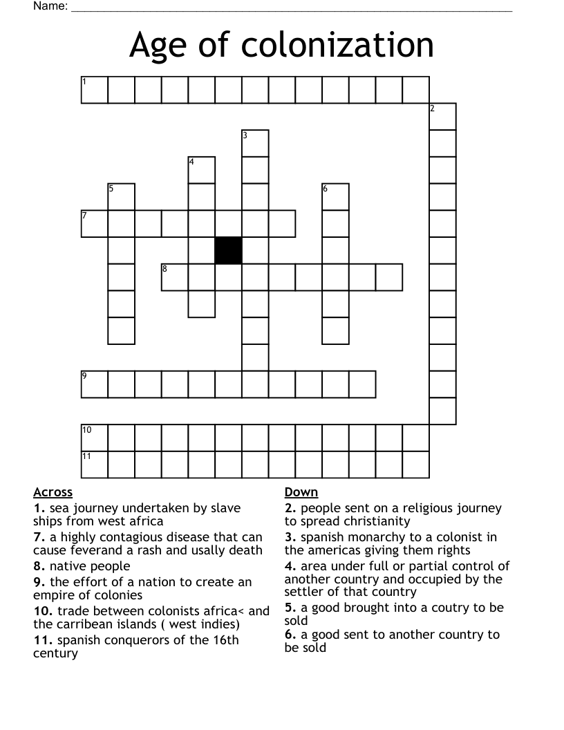 Age of colonization Crossword