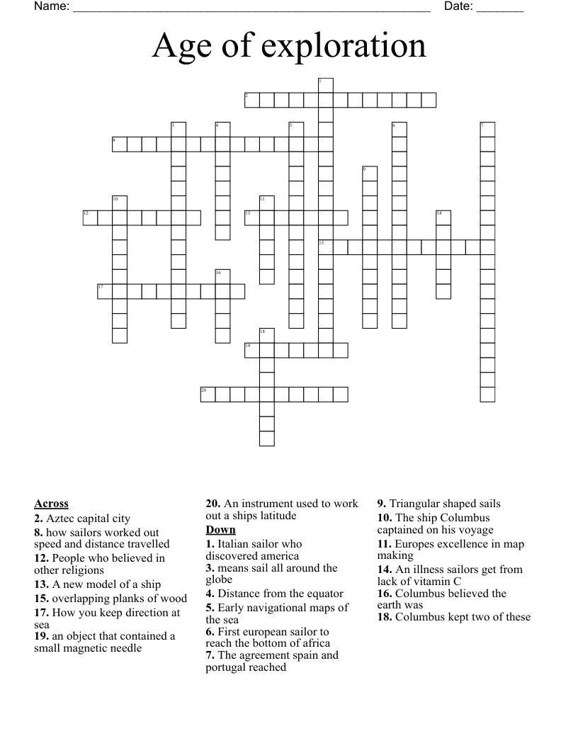 Age of exploration Crossword