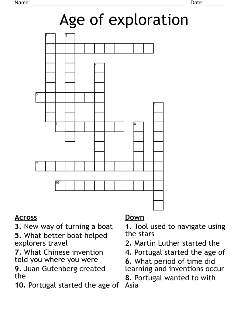 Age of exploration Crossword