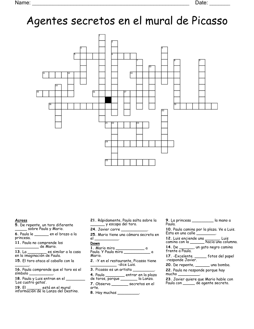 Agentes secretos en el mural de Picasso Crossword