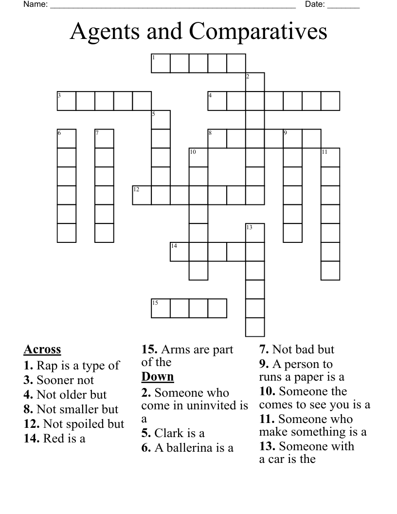 Agents and Comparatives Crossword