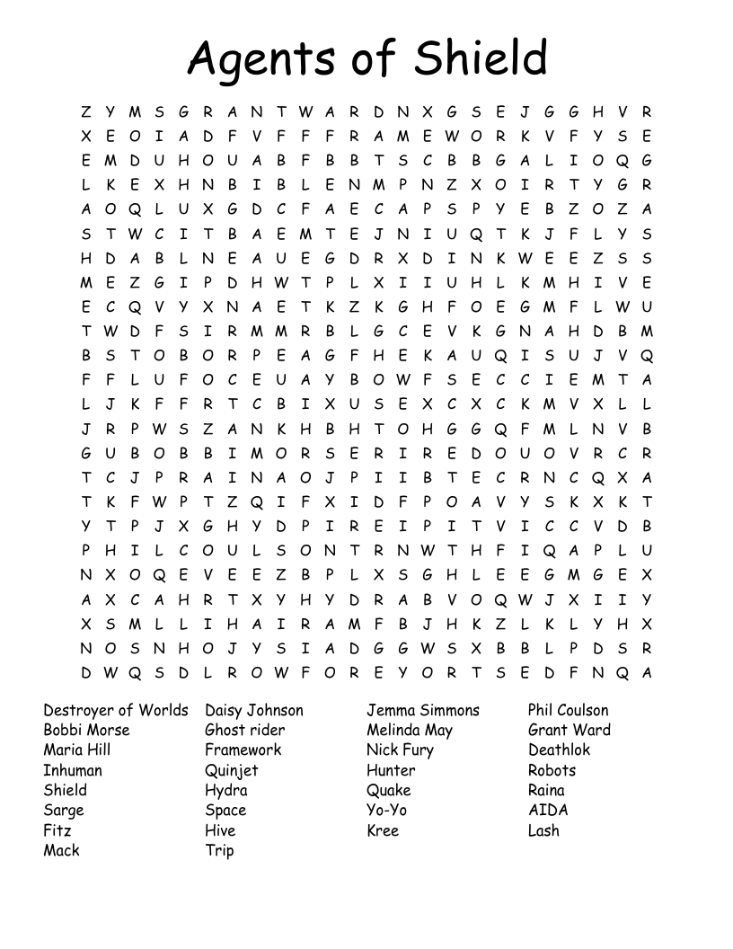 Agents of Shield Word Search