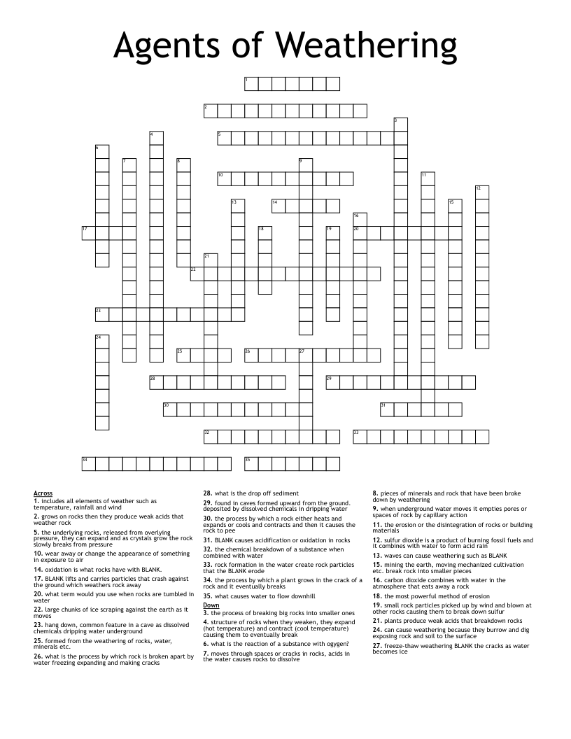 Agents of Weathering Crossword