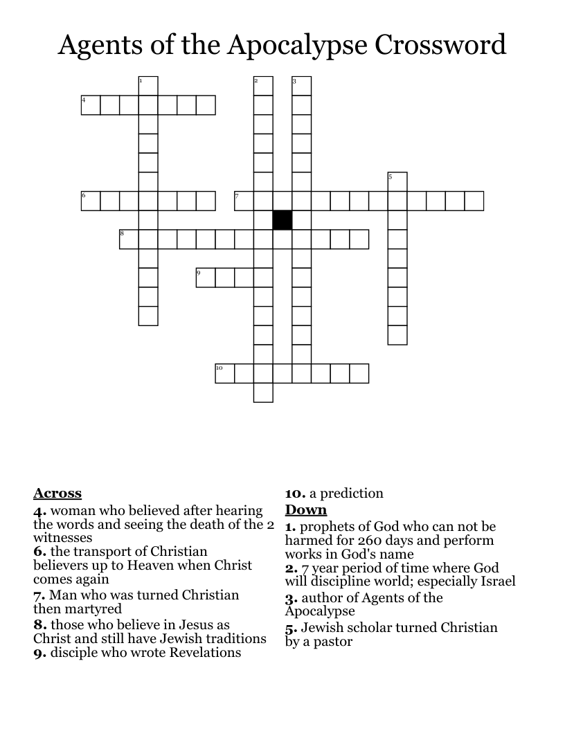 Agents of the Apocalypse Crossword