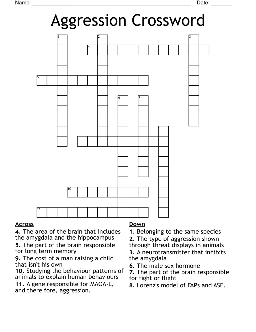 Aggression Crossword