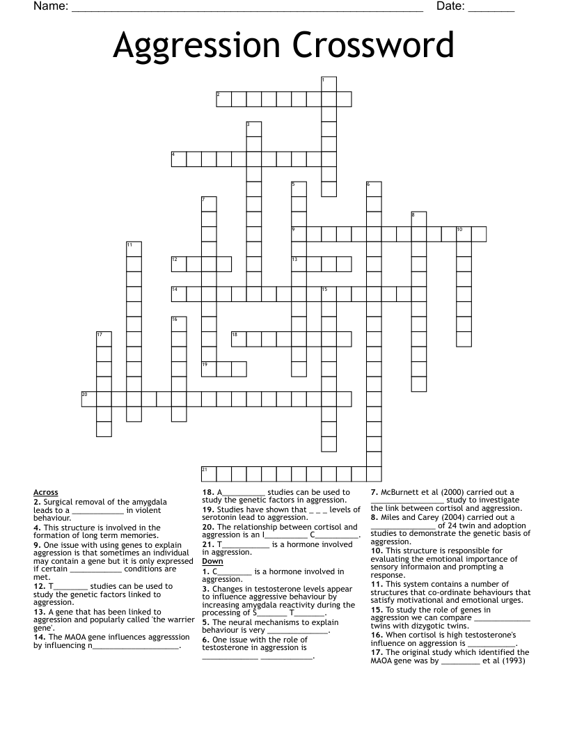 Aggression Crossword