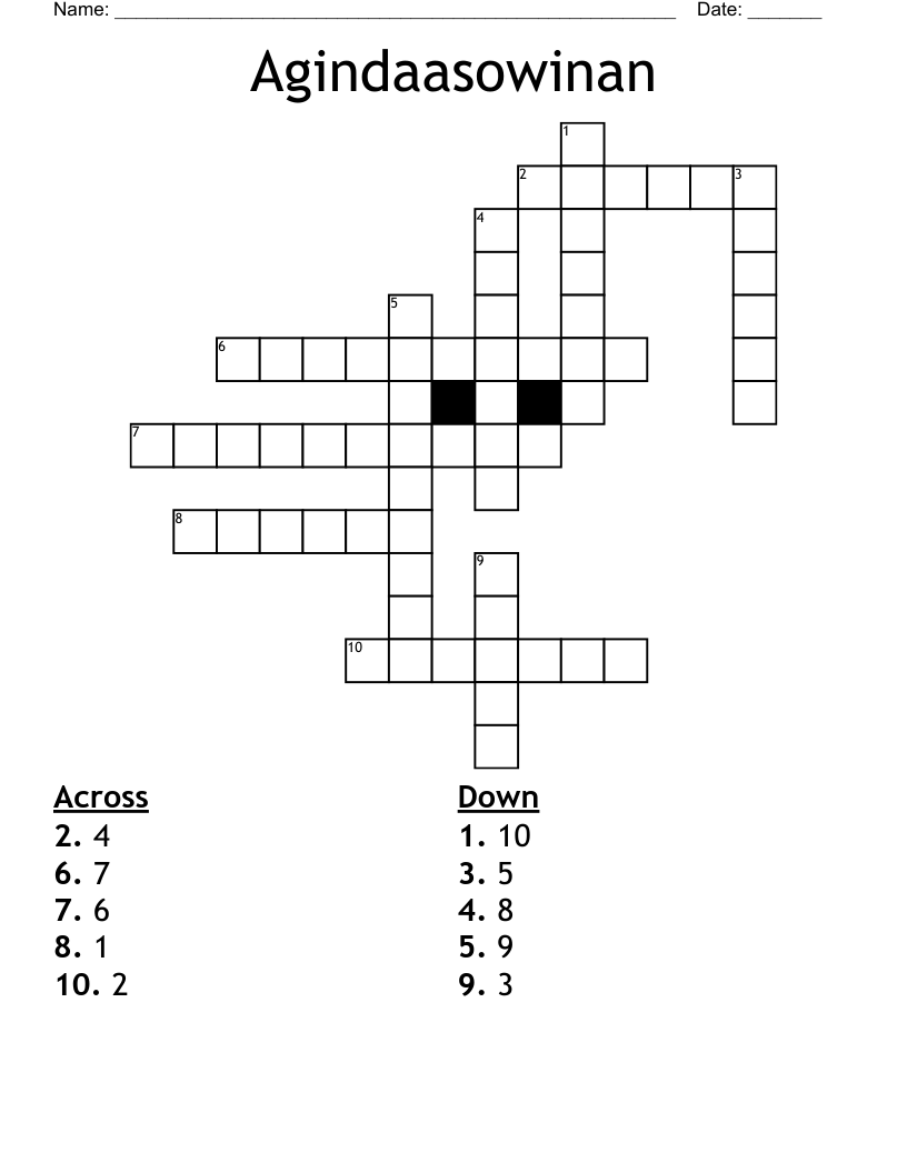 Agindaasowinan Crossword