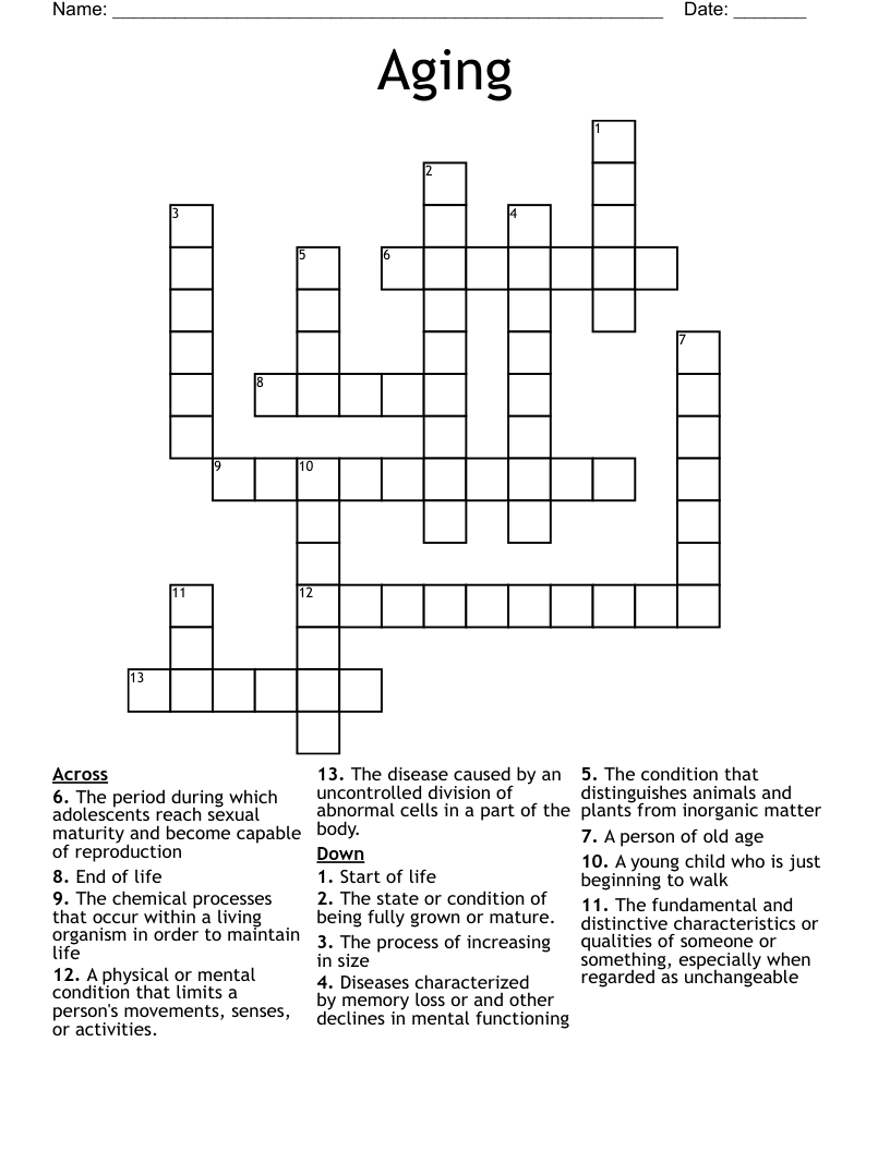 Aging Crossword