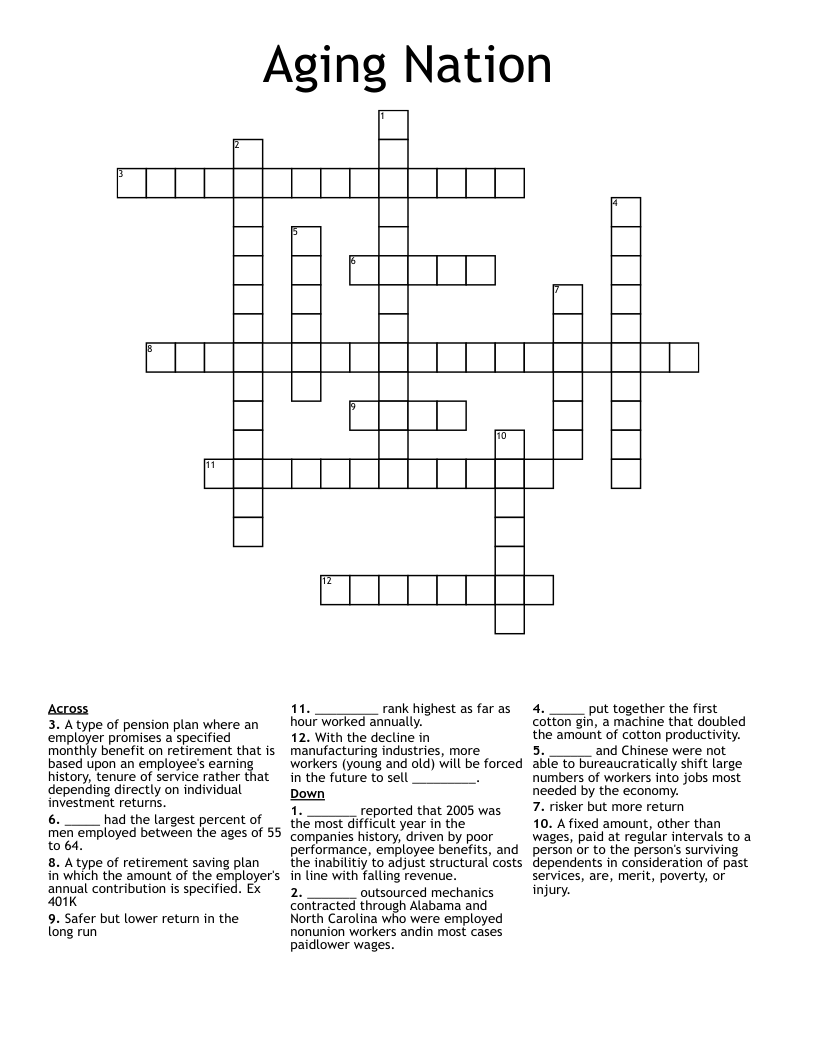 Aging Nation Crossword