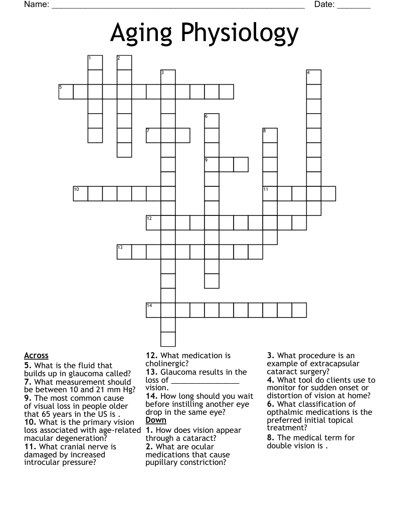 Aging Physiology Crossword