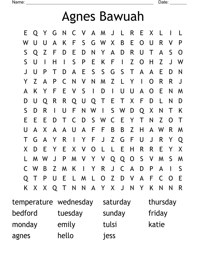 Agnes Bawuah Word Search