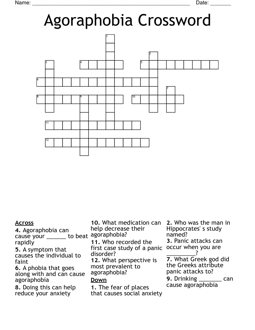 Agoraphobia Crossword