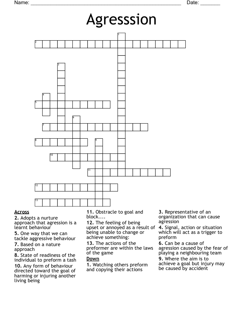 Agresssion  Crossword